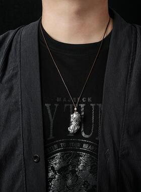 立体醒狮吊坠纯银复古瑞兽挂件