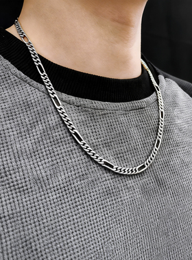 费加罗项链纯银古巴链复古时尚