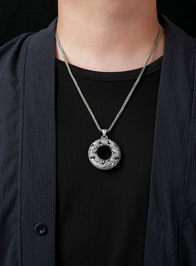 龙年本命年双龙戏珠男士纯银吊坠