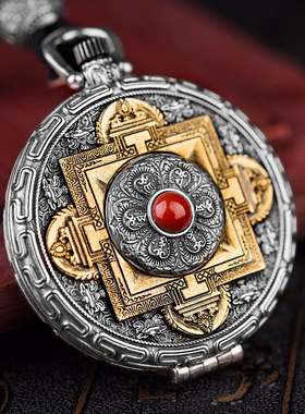 高档手绘可打开装东西盒吊坠纯银