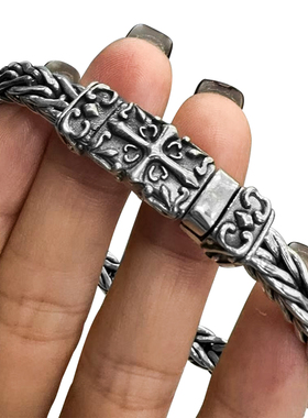 十字架编织手链纯银龙骨复古新款