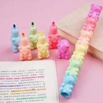 6 Colors Marker Pens Cute Bear Highlighters Fluorescent Mark