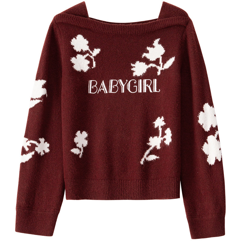 【绵羊毛】BANANA BABY2025年冬季新款复古一字领提花刺绣毛衫女,淘宝优惠券,粉丝福利购,淘宝优惠卷