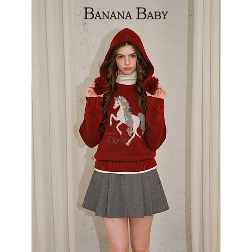 【山羊绒】BANANA BABY2025年冬新款基础款高领针织女叠穿打底T恤 - 图2