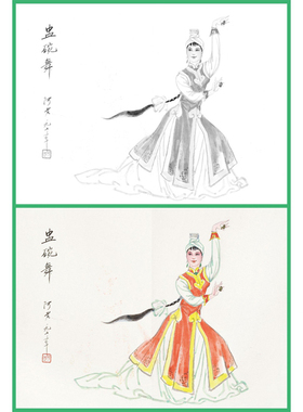 底稿风情蒙古族写意画少数民族