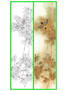 四条屏梅兰竹菊画工笔画底稿花鸟