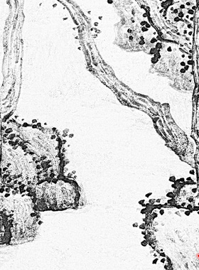 清龚贤山水图古画山水白描底稿