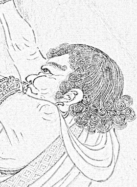 古画李公麟十六应真图工笔画底稿