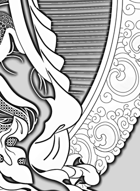 工笔画白描底稿唐卡莲花生大师