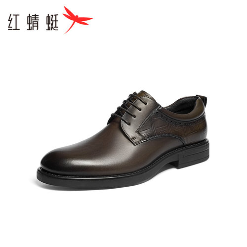 红蜻蜓男鞋2025秋季新款真皮男士商务正装皮鞋高端英伦结婚新郎鞋 - 图0