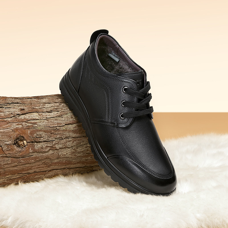 红蜻蜓冬季新款真皮高帮鞋二棉棉鞋 红蜻蜓男鞋高帮鞋