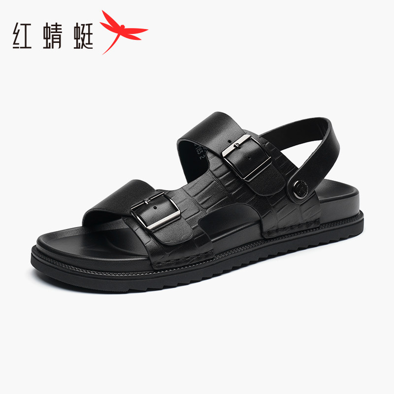 红蜻蜓2023夏季新款露趾休闲男鞋 红蜻蜓男鞋沙滩鞋