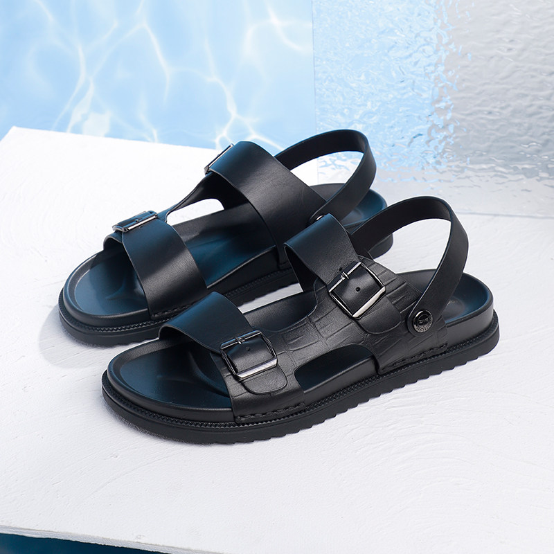 红蜻蜓2023夏季新款露趾休闲男鞋 红蜻蜓男鞋沙滩鞋