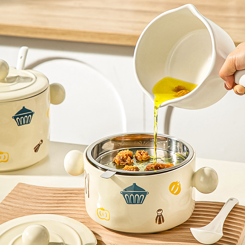 2025新款耐高温陶瓷猪油罐厨房调料罐辣椒油泼辣子带盖荤油储存罐,淘宝优惠券,粉丝福利购,淘宝优惠卷