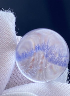 天然水晶蓝发晶银山金字塔吊坠圆珠DIY水晶单珠饰品13.5mm