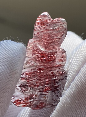 天然水晶超七紫红发狐狸吊坠裸石DIY紫发饰品项链一物一图