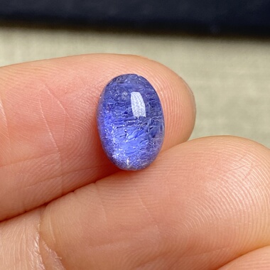 天然水晶蓝发晶吊坠裸石蛋面DIY水晶饰品可做戒指一物一图