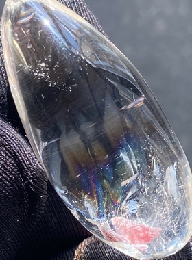 天然水晶包裹体七彩粉矿石吊坠男女款粉色矿石饰品项链一物一图