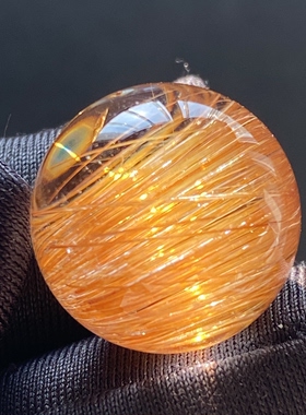 天然水晶铜条发吊坠圆珠DIY发晶顺发铜发晶单珠饰品项链16mm