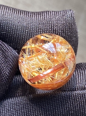 天然水晶钛晶吊坠圆珠DIY发晶单珠饰品项链13mm一物一图
