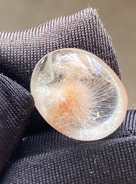 天然水晶兔毛花吊坠裸石蛋面DIY兔毛饰品项链饰品可做戒指