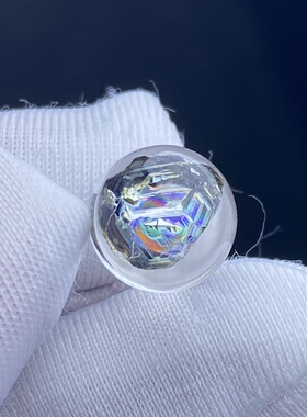 天然水晶包裹体七彩矿石吊坠圆珠DIY水晶单珠饰品项链9mm一物一图