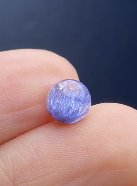 天然水晶蓝发晶吊坠圆珠DIY蓝线石单珠配珠可做戒指6mm一物一图