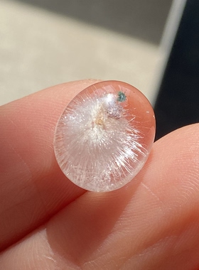 天然水晶白兔毛花吊坠裸石蛋面DIY兔毛水晶饰品可做戒指一物一图