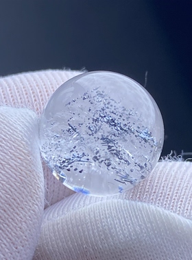 天然水晶黑铁矿银山吊坠圆珠DIY水晶矿石单珠饰品项链12.5mm