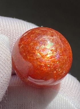 天然水晶太阳石吊坠圆珠DIY水晶单珠饰品项链14.5mm一物一图
