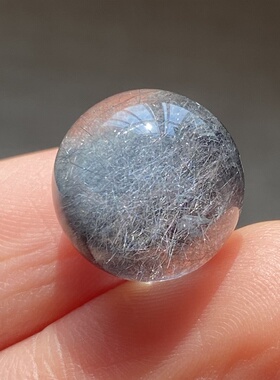 天然水晶蓝发晶吊坠圆珠DIY发晶单珠饰品项链13.5mm 一物一图