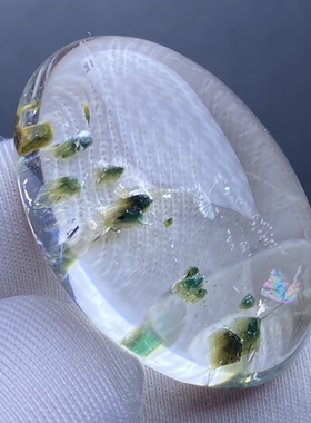 天然水晶包裹体绿矿石吊坠女原石打磨男女款水晶饰品礼物项坠特惠