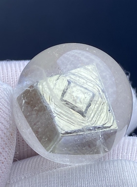 天然水晶全包裹大颗粒黄铜矿吊坠圆珠DIY铜矿单珠饰品项链17mm