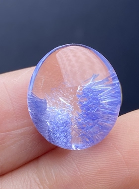 天然水晶蓝发晶吊坠裸石蛋面DIY蓝线石饰品项链可做戒指一物一图