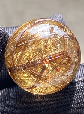 天然水晶铜发晶吊坠圆珠DIY发晶单珠饰品项链19mm 一物一图