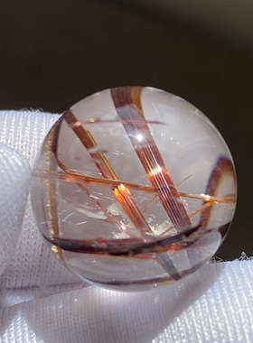 天然水晶金红石吊坠圆珠DIY水晶单珠饰品项链14.5mm一物一图