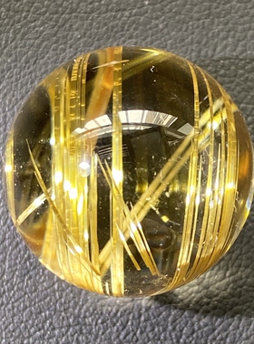 天然水晶钛晶吊坠圆珠DIY发晶单珠饰品项链20.5mm一物一图