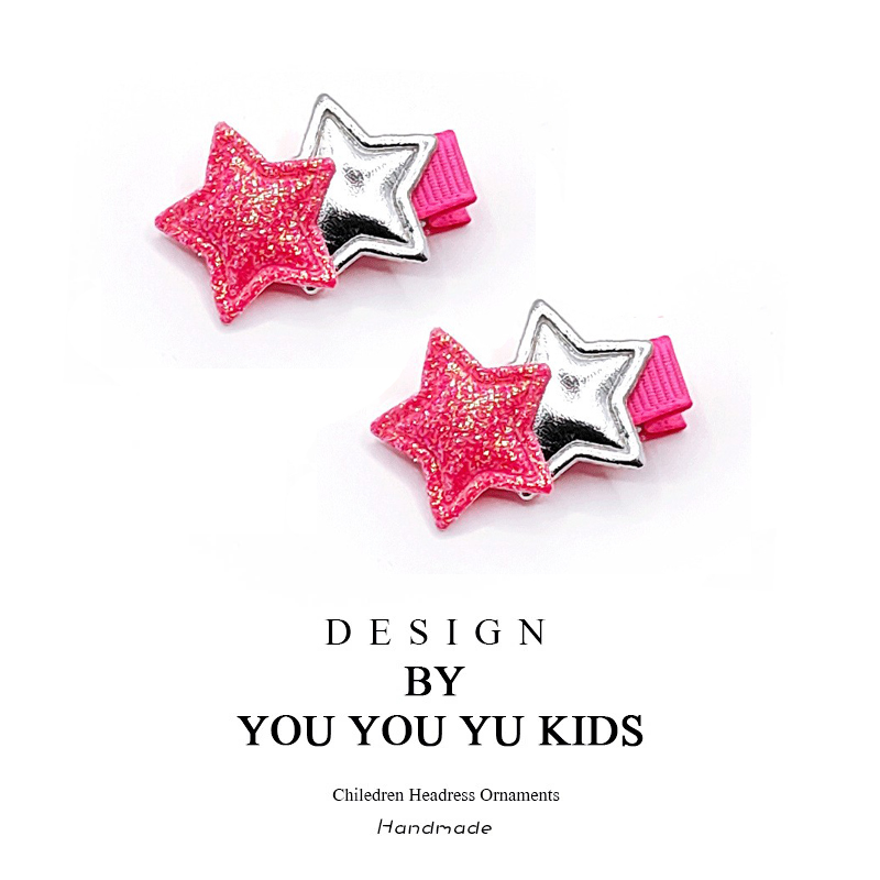 宝宝小夹子头饰闪粉星星发夹女童日韩BB夹刘海夹女孩发卡洋气头饰 - 图3