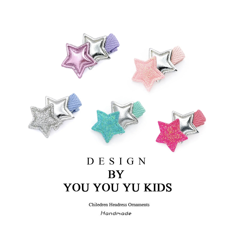 宝宝小夹子头饰闪粉星星发夹女童日韩BB夹刘海夹女孩发卡洋气头饰 - 图0