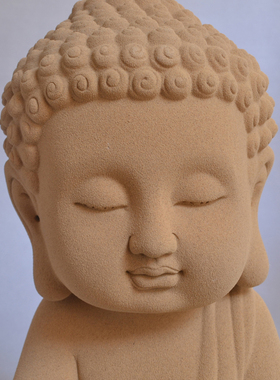 紫砂静坐如来佛陶瓷摆件人物雕塑