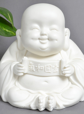 一团和气小沙弥办公桌雕塑摆件