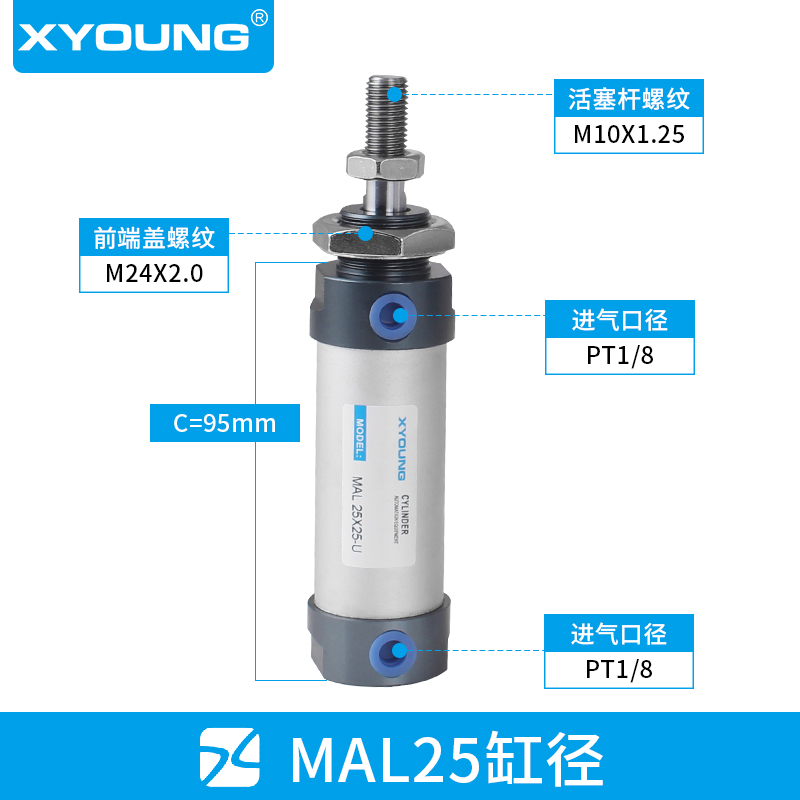 MGBT32*20*30干粉砂浆机MALT32*20*10-U腻子包装机气缸MAL25X25-U-图0