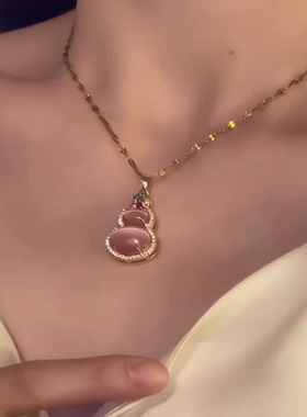 葫芦吊坠项链女轻奢小众高锁骨链