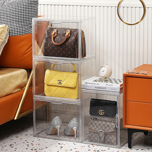 包包收纳神器家用亚克力透明展示柜密封置物架展示盒储物柜防尘罩 - 图0