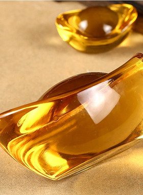 金黄色水晶元宝家居饰品摆件创意