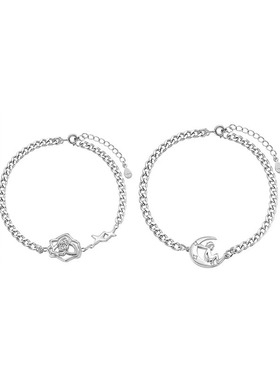 小王子与玫瑰情侣手链男女ins风小众设计手镯花朵镶钻手饰送礼物