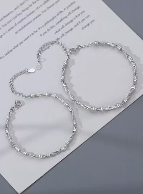 缠情情侣手链男女一对小众设计感简约麻花纹手镯情人节异地恋礼物