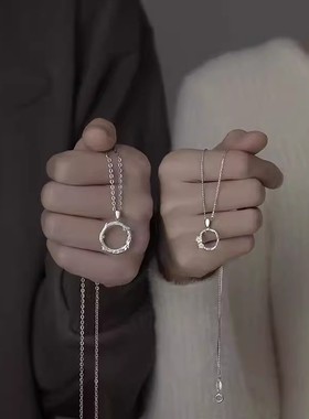 勿忘我情侣款项链简约ins小众异地恋高级双人吊坠七夕礼物送女友