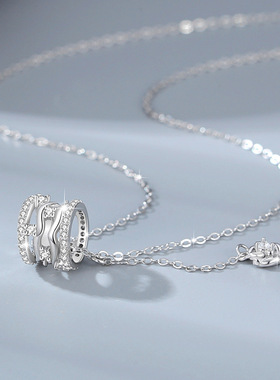 小蛮腰男女情侣款项链轻奢设计款玫瑰花吊坠七夕情人节礼物送女友