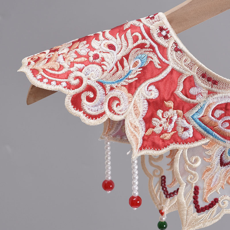 哪吒表演云肩流苏吊坠复古国风荷叶领圈汉服女百搭装饰假衣领披肩 - 图0